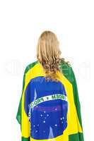 Athlete with brazilian flag wrapped around his body