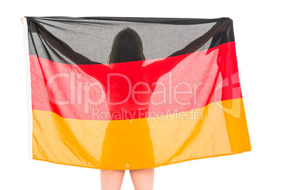 Athlete posing with german flag after victory