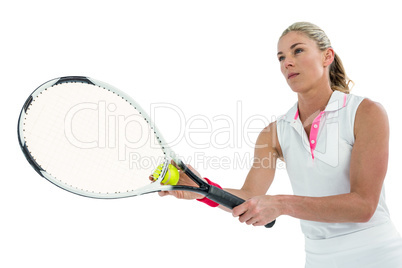 Athlete playing tennis with a racket