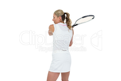 Athlete playing tennis with a racket