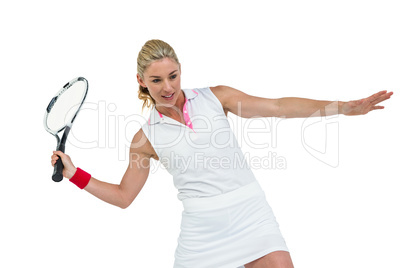 Athlete playing tennis with a racket