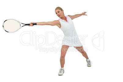 Athlete playing tennis with a racket