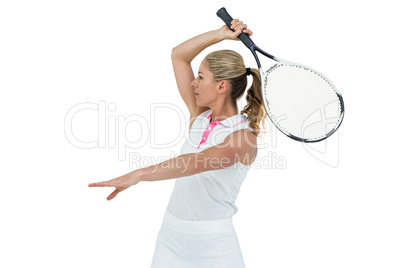 Athlete playing tennis with a racket