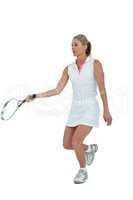 Athlete playing tennis with a racket