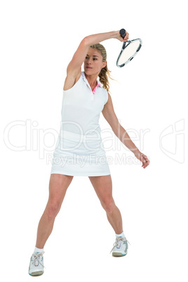 Athlete playing tennis with a racket