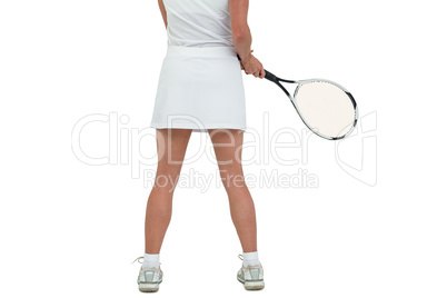 Athlete playing tennis with a racket