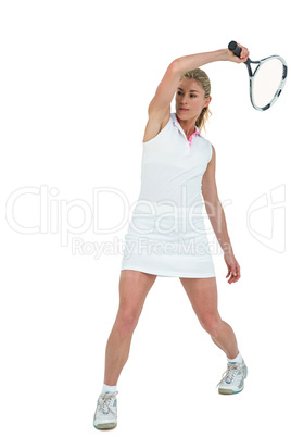 Athlete playing tennis with a racket