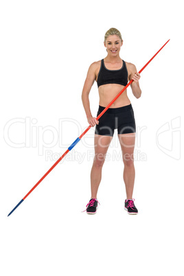 Athlete standing with javelin