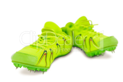 Pair of trainer shoes on white background