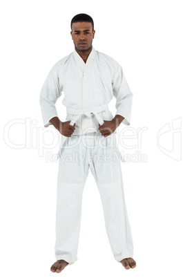 Fighter performing karate stance