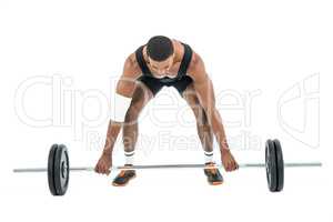 Bodybuilder lifting heavy barbell weights