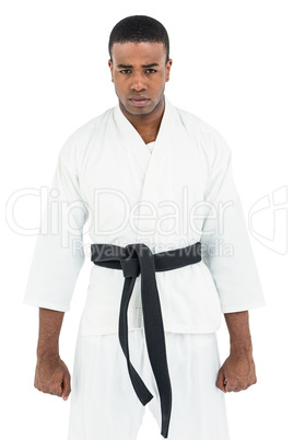 Portrait of serious karate player