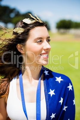 Beautiful woman wearing wreath