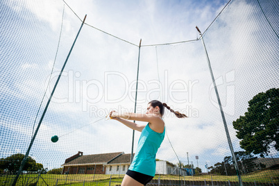 Athlete performing a hammer throw