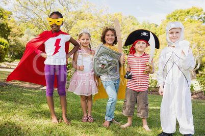 Friends in costume standing in raw