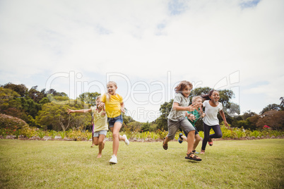 Smiling children running