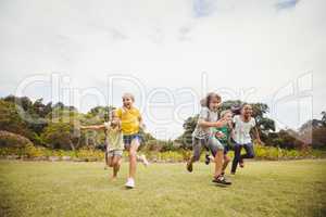 Smiling children running