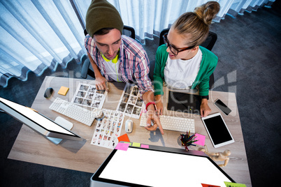 Coworkers on computer