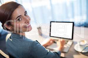 Businesswoman using a computer