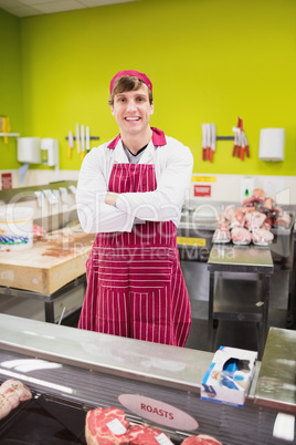 Portrait of butcher man smiling and posing