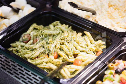 View of shop counter with salads