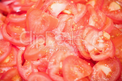 View of sliced tomatoes