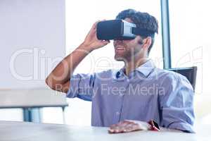 Businessman using a virtual reality device