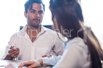 Colleagues talking together