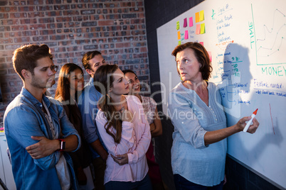 Manager running a briefing