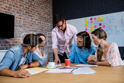 Front view of meeting of coworkers