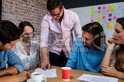 Front view of meeting of coworkers