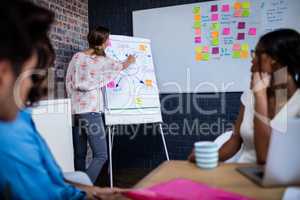 Manager leading a meeting with a group of creative coworkers