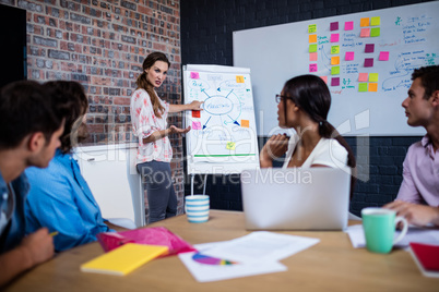 Manager leading a meeting with a group of creative coworkers