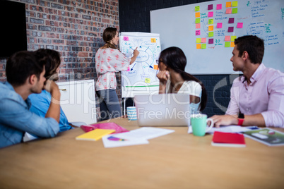 Manager leading a meeting with a group of creative coworkers