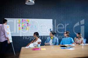 Manager leading a meeting with a group of creative designers