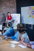 Manager leading a meeting with a group of creative designers
