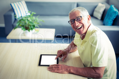 Portrait of senior man using digital tablet