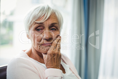 Close-up of worried senior woman