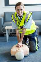 Female paramedic during cardiopulmonary resuscitation training