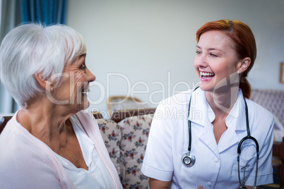 Happy doctor and patient