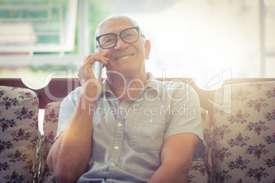 Senior man talking on mobile phone