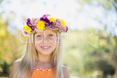 Young girl smiling in park