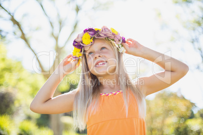 Young girl smiling in park