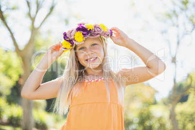 Young girl smiling in park