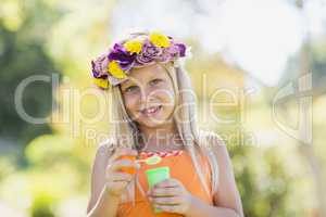 Young girl holding bubble wand