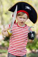 Boy pretending to be a pirate