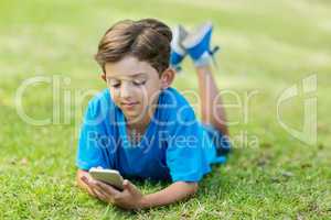 Young boy using mobile phone