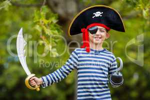 Boy pretending to be a pirate