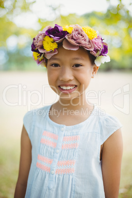 Portrait of girl smiling in park