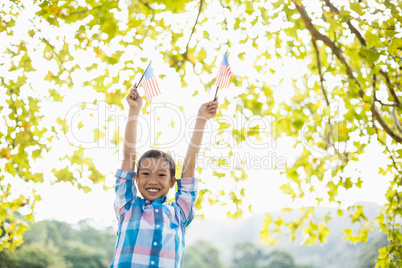 Girl holding an American flag